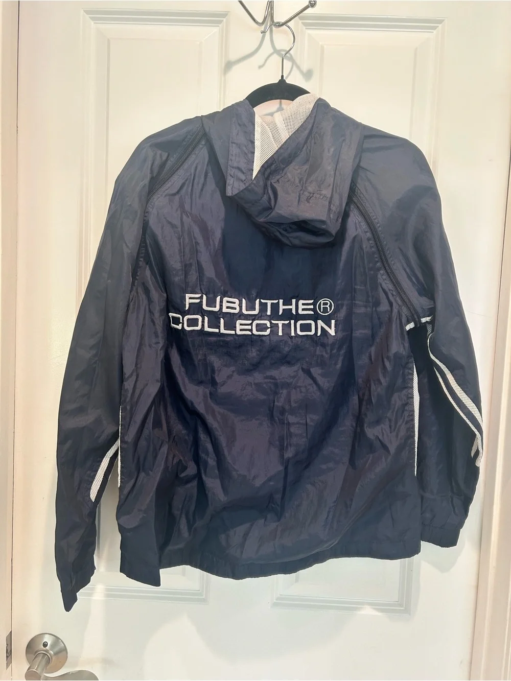 Vintage Fubu Collection Navy Hooded Windbreaker Jacket Lightweight  x large xl